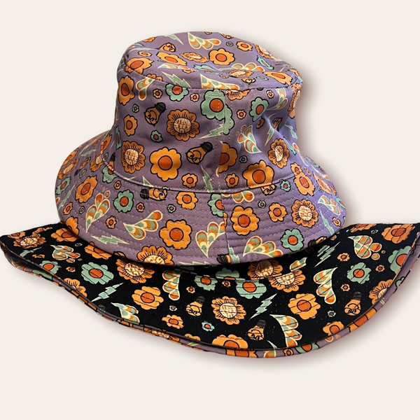 B.L.A.C.K Bucket Hat (Black/Lavender)