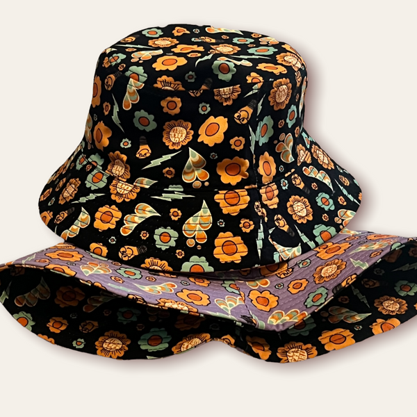 B.L.A.C.K Bucket Hat (Black/Lavender)